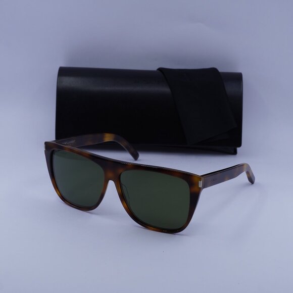 Saint Laurent SL1 003 Square Sunglasses - Havana/Green - Picture 1 of 13
